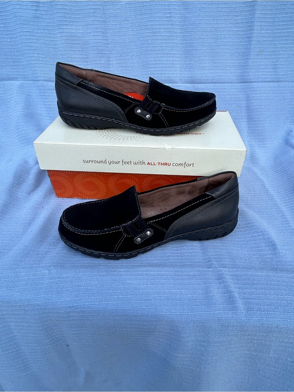Natural Soul Black Rhett- Slip-On Comfort Loafers for Women